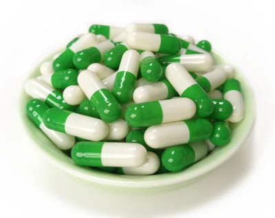 Halal Size 00 White and Green Color Empty Gelatin Capsule