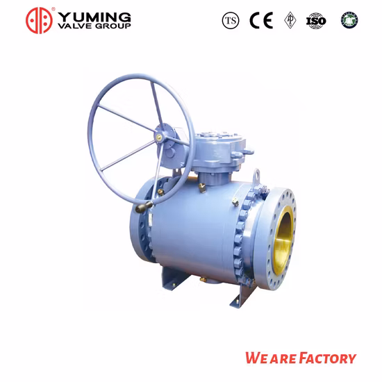 API 6D&API608 Cast Steel, Wcb, Carbon Steel, Stainless Steel CF8, CF8m, A105/F304/F316 2PC Flanged Pipeline Trunnion Mounted Ball Valve with Gear Operation